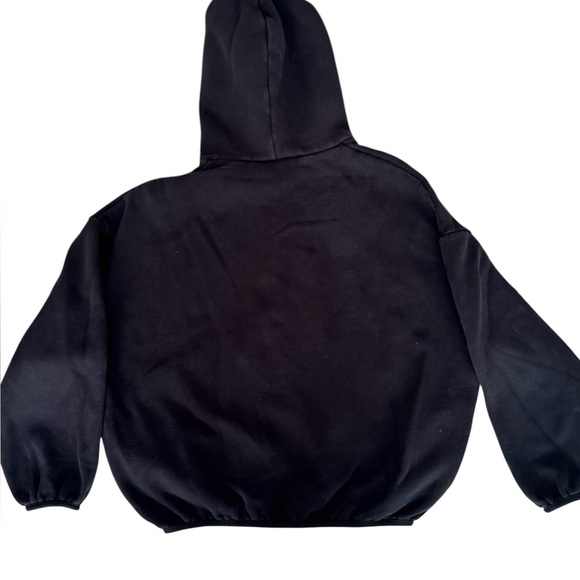 Fear of God Essentials black rubber patch oversized hoodie cotton sweatshirt - Picture 3 of 6